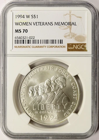1994-W Women Veterans Memorial Silver Dollar $1 NGC MS70 Cover