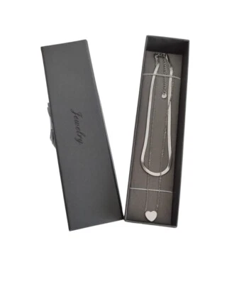 Collana donna acciaio inox doppio filo girocollo elegante confezione regalo - Immagine 1 di 4