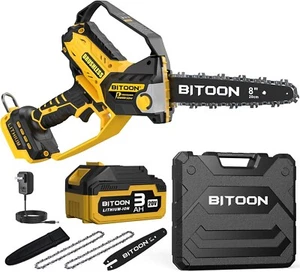 BITOON 8'' & 6'' Cordless Mini Chainsaw with Battery, Auto-Oiler, Brushless - Picture 1 of 7