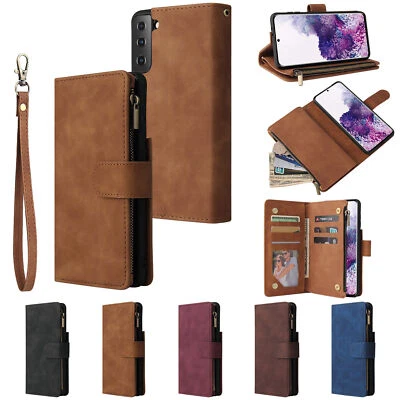 Funda tipo billetera con cremallera de cuero PU cubierta abatible para Samsung Galaxy A05 A53 A54 A14 A15 Foto 1 de 4