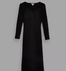 Topshop Ribbed Cardigan Detail Midi Dress In Black - Uk 12.