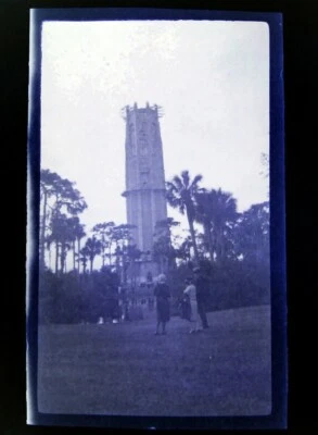 1920s Singing Tower Lake Wales Florida FL Palm Vtg Photo Negative 3.5 X 5.7 G - Image 1 of 3