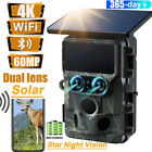 60MP Solar Powered Dual lens Trail Camera 4K WiFi Wildlife Hunting Night Vision