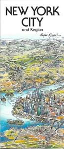 Mapa de la ciudad y región de Nueva York, por medios únicos, mapa artístico ilustrado plegado - Imagen 1 de 9