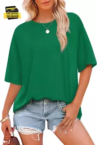 Summer Tops for Women 2025 Short Sleeve Shirts Dressy Casual Crew Neck Tshirts F - Picture 1 of 6