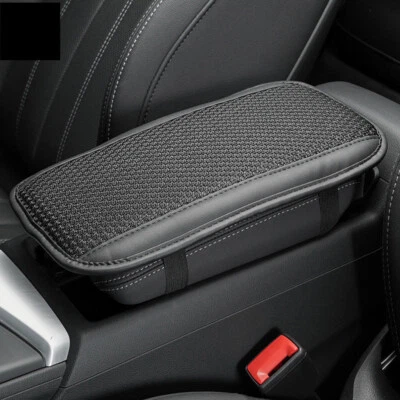 Black Leather Car Armrest Cushion Cover Center Console Box Pad For Four Seasons - Image 1 of 4