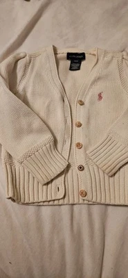 Polo Ralph Lauren Niñas Botón Frontal Cárdigan 3T Marfil 100% Algodón Foto 1 de 4