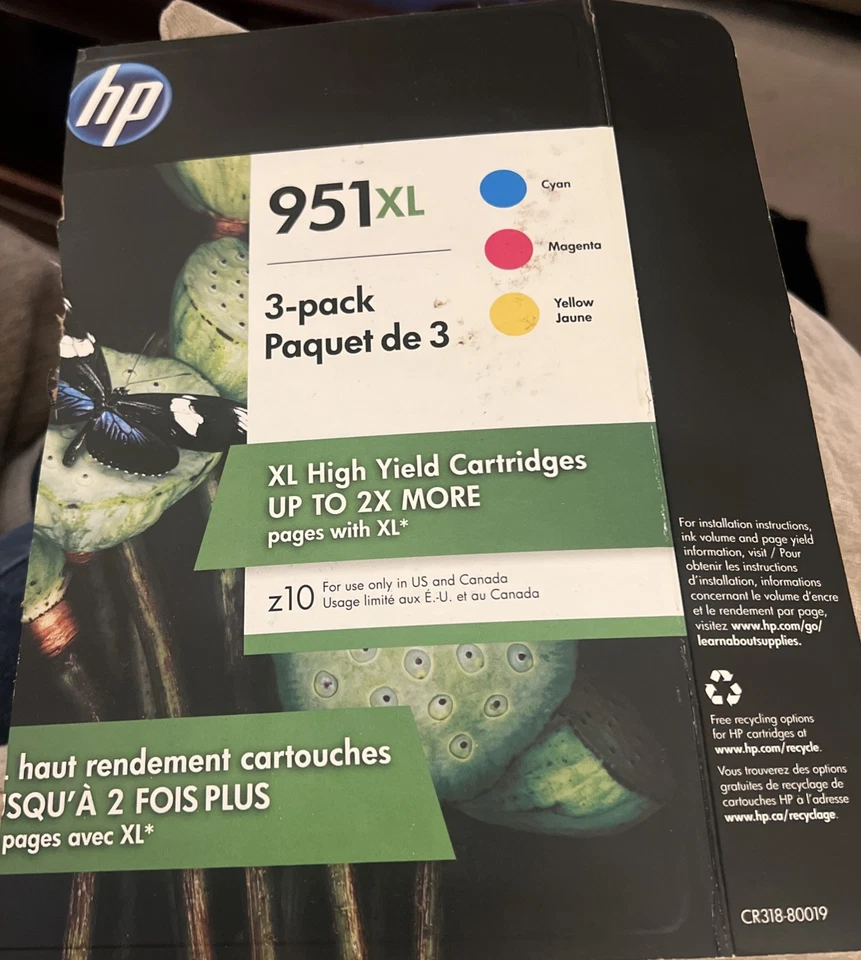 Paquete de 3 cartuchos de tinta de color genuino HP 951XL amarillo cian magenta caducidad 6/2016 Foto 1 de 2