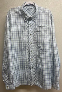 True Flies Vented Long Sleeve  Fishing Bokeelia Shirt Men’s 3X Blue Plaid. - Picture 1 of 5