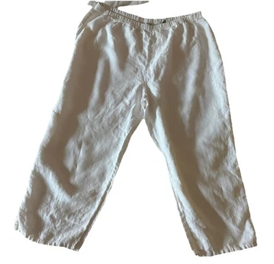 Calça Capri Russ Berens 100% Linho Branca Perna Larga Tamanho X-Grande Cintura Elástica - Imagem 1 de 4