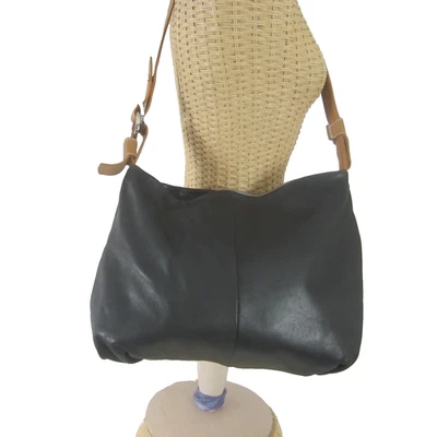 Bolso Bandolera Francesco Biasia Negro Marrón Cuero Minimalista Hombro Amplio Foto 1 de 4