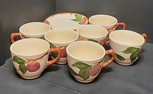 Vintage Franciscan Apple 7 Cups 2 3/4" X 3 3/8" & 7 Saucers 5 3/4" England - Picture 1 of 11