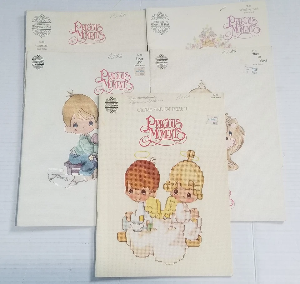 Precious Moments Cross Stitch Pattern Books Vintage 80s Lot 5 Gloria & Pat - Image 1 of 4