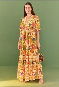 Farm Rio Yellow Rio Tapestry Maxi Dress XS - Picture 1 of 8