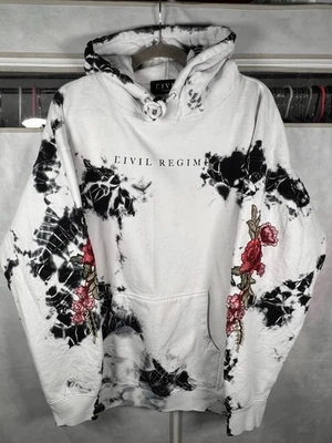 Pulôver masculino com capuz Civil Regime bordado floral mármore rosa tamanho grande - Imagem 1 de 4