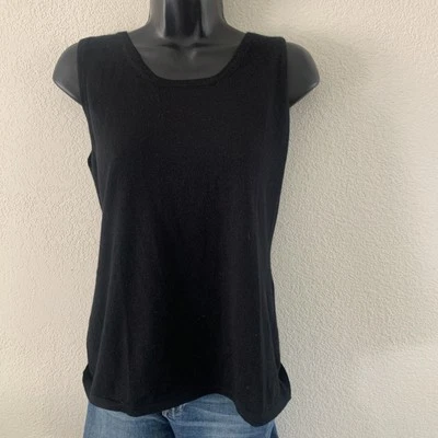 Neiman Marcus Superfine Cashmere Sleeveless Pullover Black Top Women's Size XL - Image 1 of 4