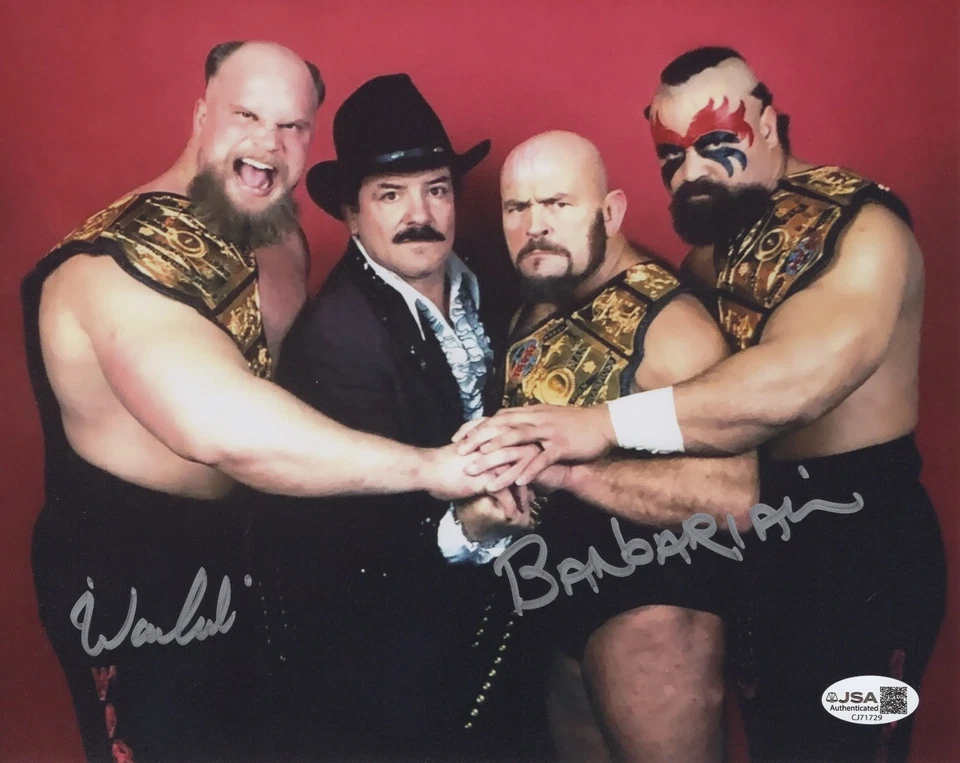 Powers of Pain Warlord & Barbarian autographed signed 8x10 photo WWF WWE JSA COA - Image 1 of 1
