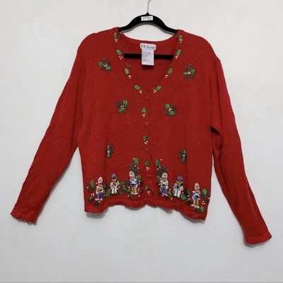 Cárdigan de Navidad vintage diseño BP para mujer grande juguete soldados suéter rojo acebo Foto 1 de 4