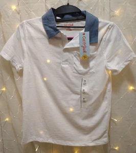 Cat & Jack Kids Boys Medium 8 White W/Blue Contrast Collar Dress Shirt Minimal - Picture 1 of 9
