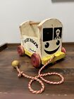 vintage Playskool wooden toy Dairy Wagon pull toy 1950's