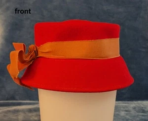 Red wool felt hat, 50s. - Picture 1 of 4