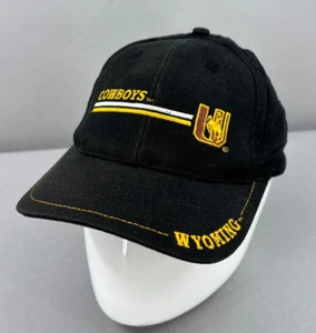 Vintage Wyoming Cowboys Hat Cap Snapback Black Large Logo7 90s NCAA Football - Picture 1 of 8