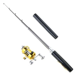 NEW SALE Mini Telescopic Pocket Fish Pen Aluminum Alloy Fishing Rod Pole + Reel - Picture 1 of 22