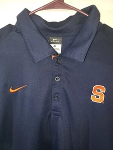 Nike Men's Size Large Dri-Fit Syracuse Orange Navy Blue Short Sleeve Polo Shirt  - Picture 1 of 5
