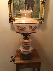 Large 27” Vintage LL WMC Marigold GWTW 3 Way Table Lamp - Picture 1 of 9