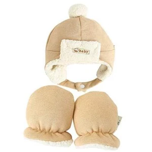 Baby Mittens Sherpa Lined Fleece 0-24 Months 0-3 Months Baby Hat Mitten Set - Picture 1 of 8