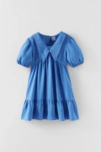 ZARA KIDS GIRL VOLUMINOUS DRESS WITH COLLAR Bluish 0/2674/610 SZ 10 - Picture 1 of 3