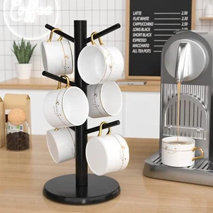 Bamboo Wood Mug Holder Coffee Cup Tree Stand for Kitchen Countertop - Picture 1 of 7