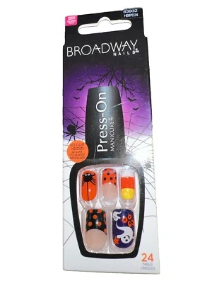 Broadway Press-On Nails Halloween Theme Candy Corn, Ghosts, Black & Orange 63932 - Image 1 of 2