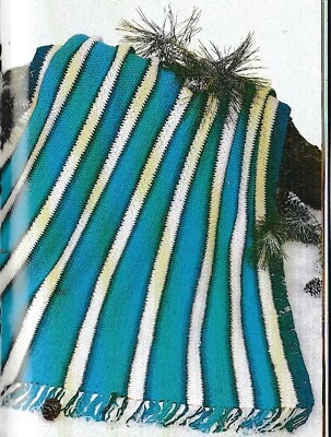 Striped Afghan & Pillow Set - 52-1/2" x 60" - Worsted yarn- CROCHET PATTERN ONLY - Image 1 of 3