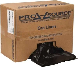100 Pack PRO SOURCE Black 45 Gal, 2 mil Heavy Duty Trash Bags, 40"W x 46"L - Picture 1 of 2