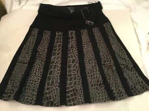 Etcetera 100% Merino Wool SZ S  Skirt Black Croq-Print Lined - Picture 1 of 7