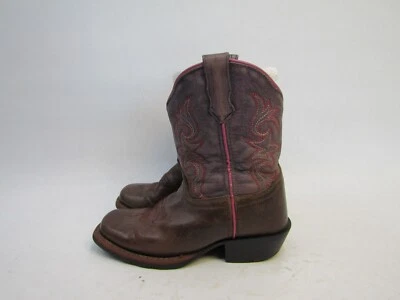 Dan Post Little Kids Youth Size 11.5 D Purple Brown Leather Cowboy Boots - Image 1 of 4