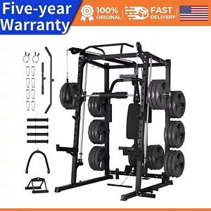 Smith Machine 2000LBS Squat Rack for Home Gym Multi-Function Power Cage System - Picture 1 of 9