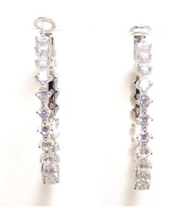 4.00 ct. t.w. Simulated Diamond All Around Hoop Earrings in 925 Sterling Silver. - Picture 1 of 3