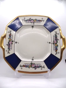 ANTIQUE c1917 B & Co France Hand Painted Cake Plate Gold Trimmed Signed & Dated - Picture 1 of 9