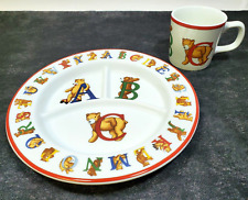 Vtge Set 2 Tiffany & Co. ABC Alphabet Bears Child Plate 8 1/2” and Cup Excellent