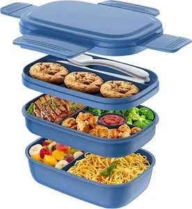Lunch Box Containers Stackable Leak Proof Dining Out Storage Work Picnic School - Picture 1 of 7
