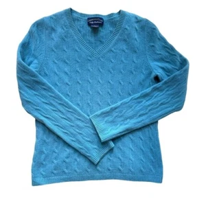 Charter Club Womens Blue V-Neck Long Sleeve Cable Knit Cashmere Sweater Size S - Picture 1 of 10