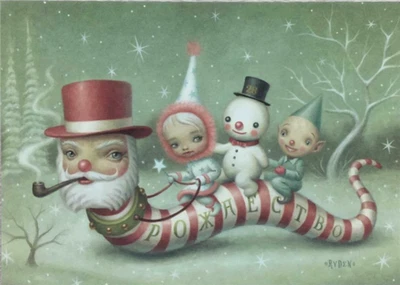 NEW Santa Worm / Mark Ryden CHRISTMAS CARD "Merry Christmas" MOCA 2000