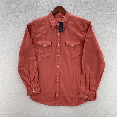 Camisa Levis Para Hombres M Naranja The Western Denim Perla Yugo a Presión Vaquero Rancho Trabajo Foto 1 de 4