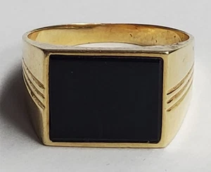 Herren 14k Gelbgold Onyx Ring, Größe 9-1/2" - Bild 1 von 11