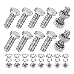 10-Pack Hex Head Screw Bolt with Nuts Flat & Lock Washers M10x30mm Stainless ... - Picture 1 of 6