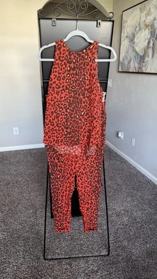 A.L.C. Red and Black Leopard 100% Silk Suit Size M - Image 1 of 4