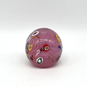 Gentile Glass, Star City, WV, Pink w/ Multi-Colored Millefiori Paperweight, 2.5” - Picture 1 of 4
