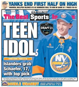 TEEN IDOL ISLANDERS GRAB MATTHEW SCHAEFER NHL DRAFT NY POST 6/28 2025 - Picture 1 of 1